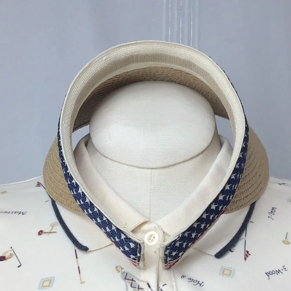 Vintage 🏹 Twig & Arrow Stars and Stripes Patterned Woven Visor Sun Hat Like New - Picture 5 of 8